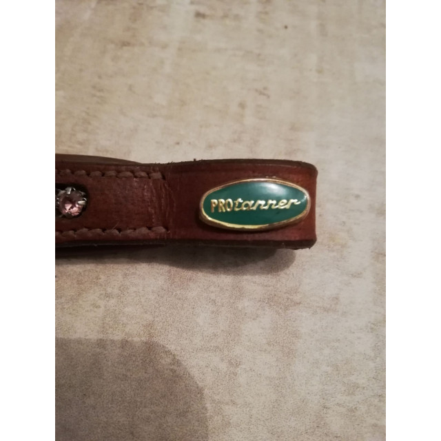 Frontal cheval cuire strass rose PROTANNER