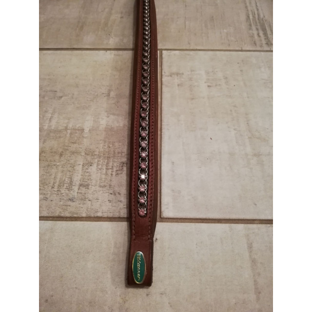 Frontal cheval cuire strass rose PROTANNER