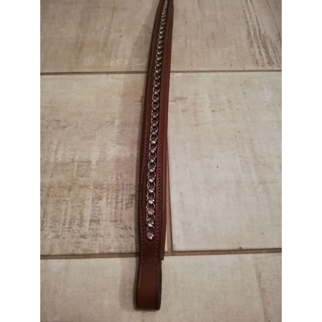 Frontal cheval cuire strass rose PROTANNER