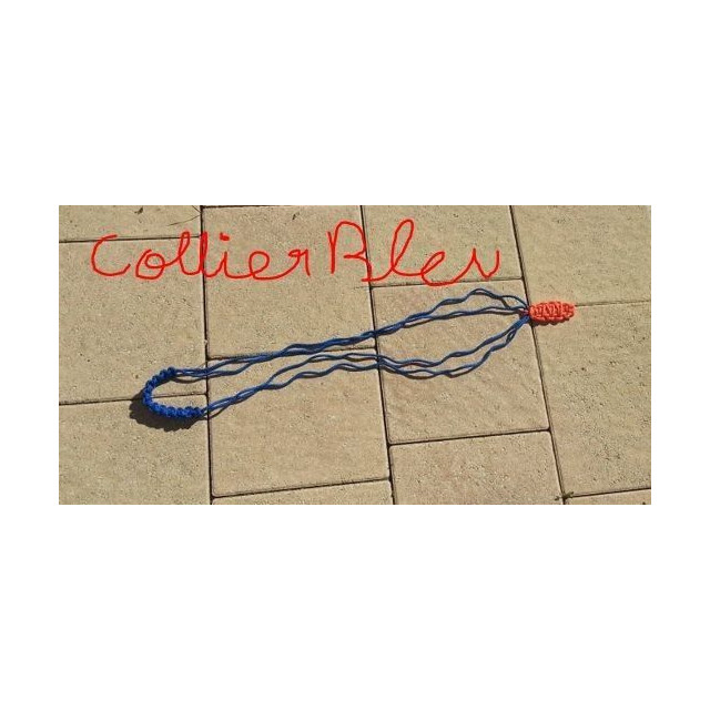 collier encolure bleu fait main en corde
