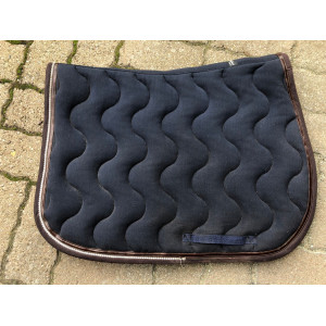 Tapis bleu avec bord marron et paillette