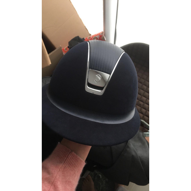 Samshield grand visière bleu marine alcantara