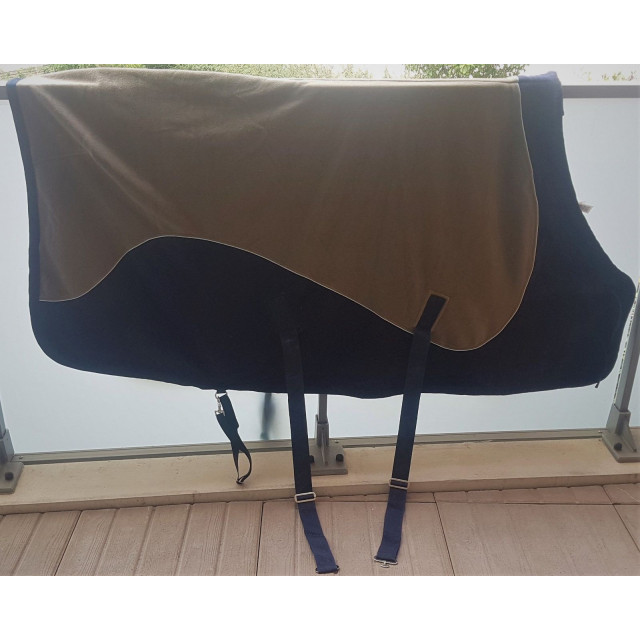 Polaire Fouganza 135cm bleu marine et beige/vert
