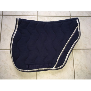 Tapis Équithème bleu marine liseré argenté taille poney