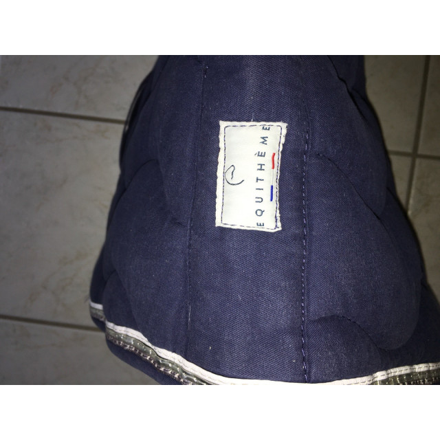 Tapis Équithème bleu marine liseré argenté taille poney
