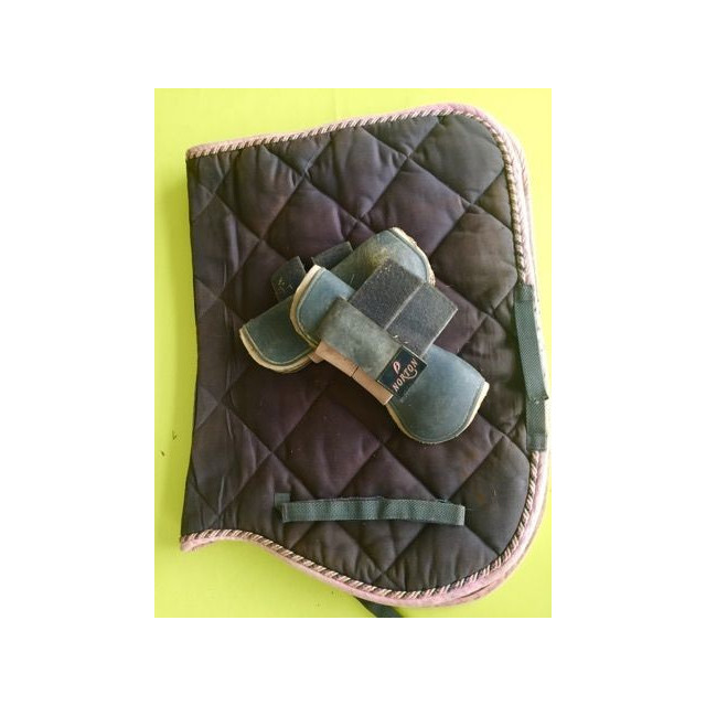 Ensemble tapis + guêtres gris et rose