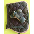 Ensemble tapis + guêtres gris et rose