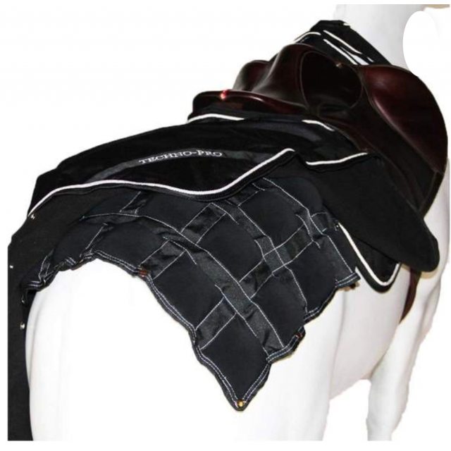 Couvre-reins Techno-Pro avec pad de massage et de chauffe Noir-Blanc