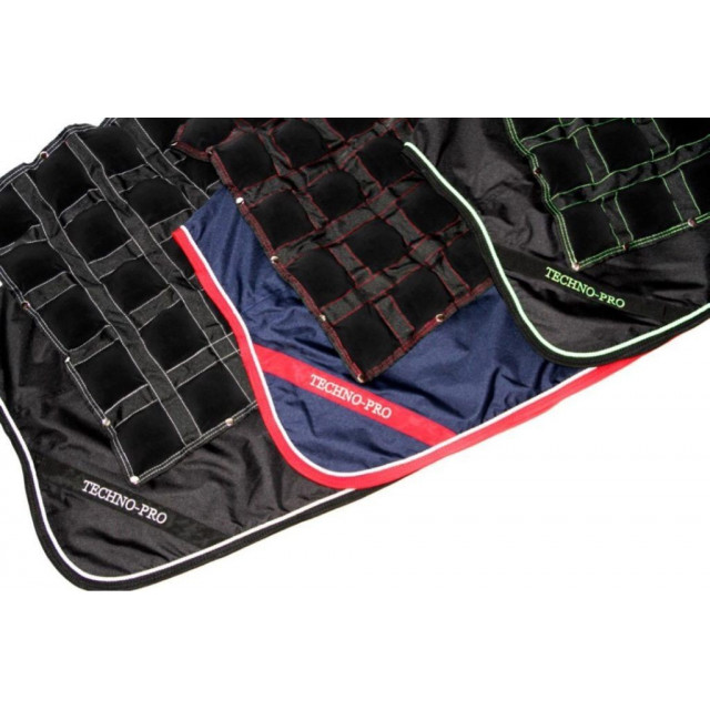 Couvre-reins Techno-Pro avec pad de massage et de chauffe Noir-Blanc