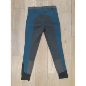 Culotte d'équitation grise / bleu pétrole à fond de peau - taille 36