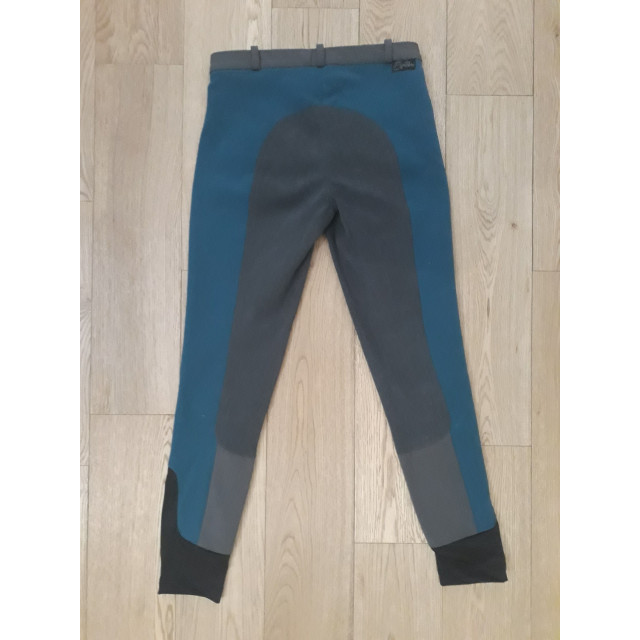 Culotte d'équitation grise / bleu pétrole à fond de peau - taille 36