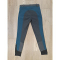 Culotte d'équitation grise / bleu pétrole à fond de peau - taille 36