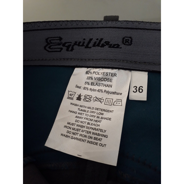 Culotte d'équitation grise / bleu pétrole à fond de peau - taille 36