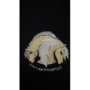 Veste noire avec des haflingers en 10 ans