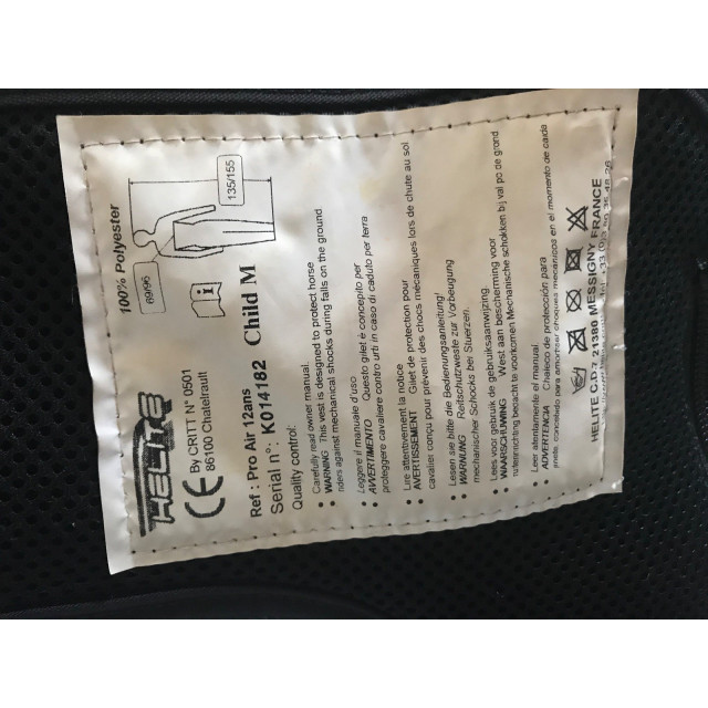 Airbag Helite noir