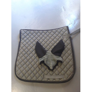 Ensemble gris (tapis + bonnet) poney