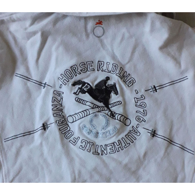 Polo de concours blanc et bleu