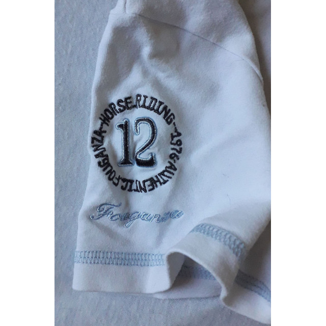 Polo de concours blanc et bleu