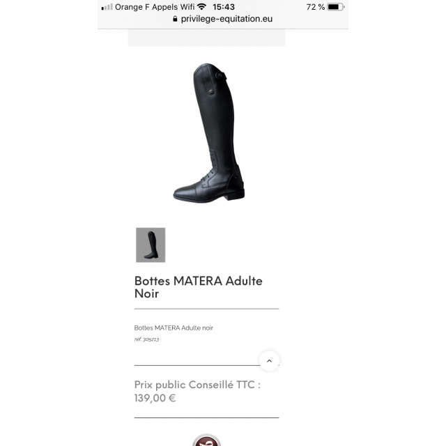 Bottes NEUVES privilège equitation taille 44 LN