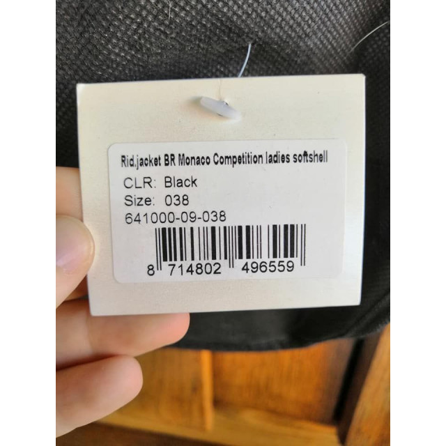 Veste BR softshel, noire, modèle Monaco, T42