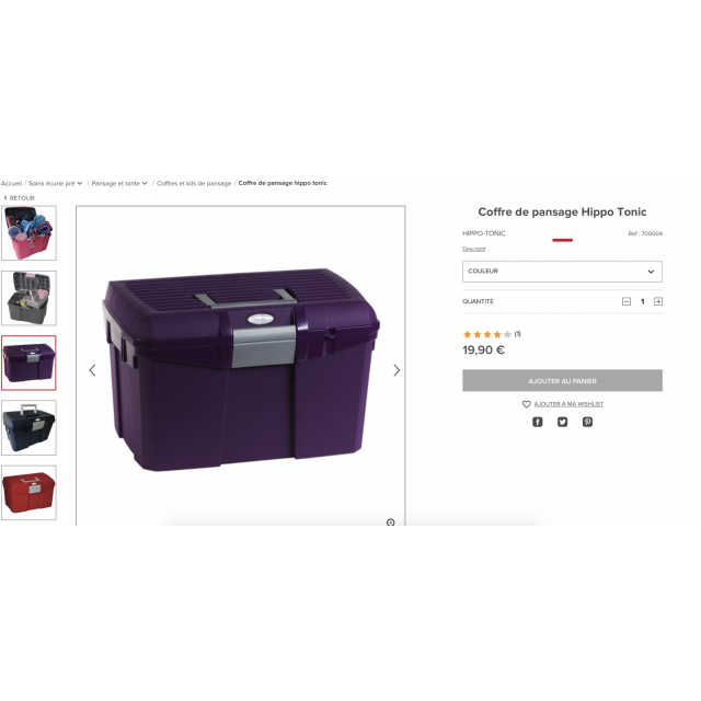 Grande boite de pansage violette et grise