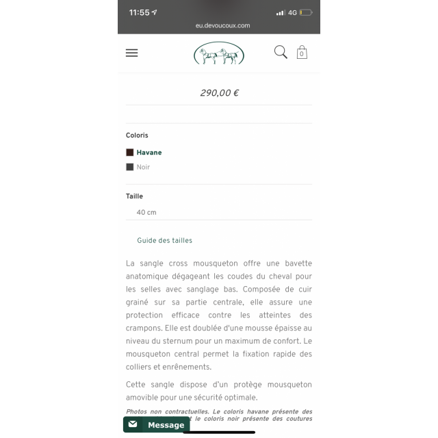 sangle bavette courte devoucoux