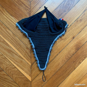 Bonnet long marine blanc et gris taille cheval