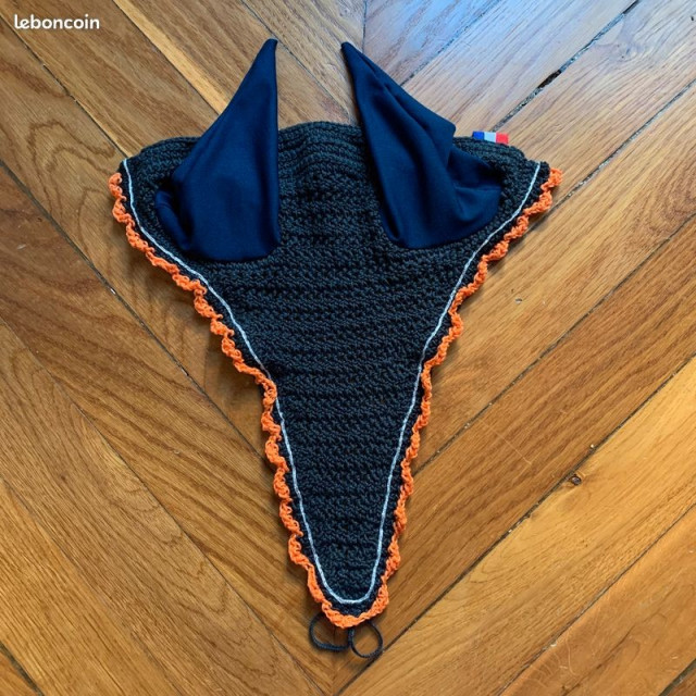 Bonnet long marine orange et argent taille cheval