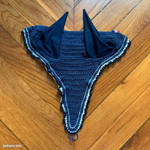 Bonnet long marine beige et argent taille cheval
