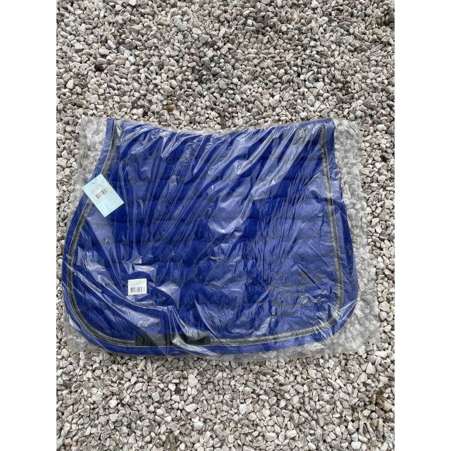 ENSEMBLE bonnet + tapis bleu roi avec liseré argent