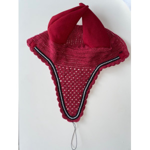 Bonnet cheval bordeaux noir et argent