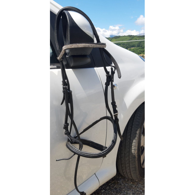 Bridon noir frontal strass