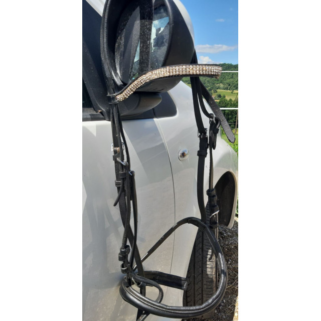 Bridon noir frontal strass