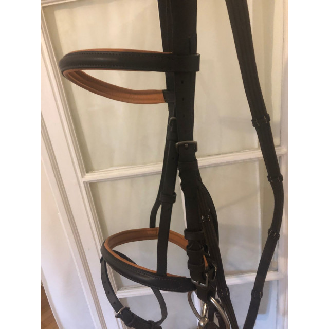 Bridon cuir marron orange