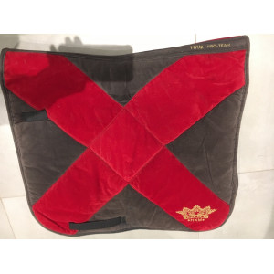 Tapis de dressage HKM gris et rouge velours