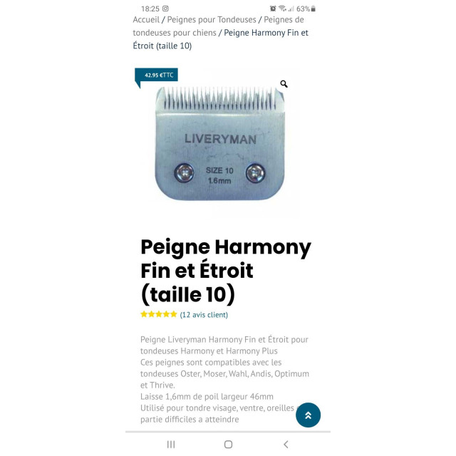 Peigne tondeuse (style liveryman,oster etc)