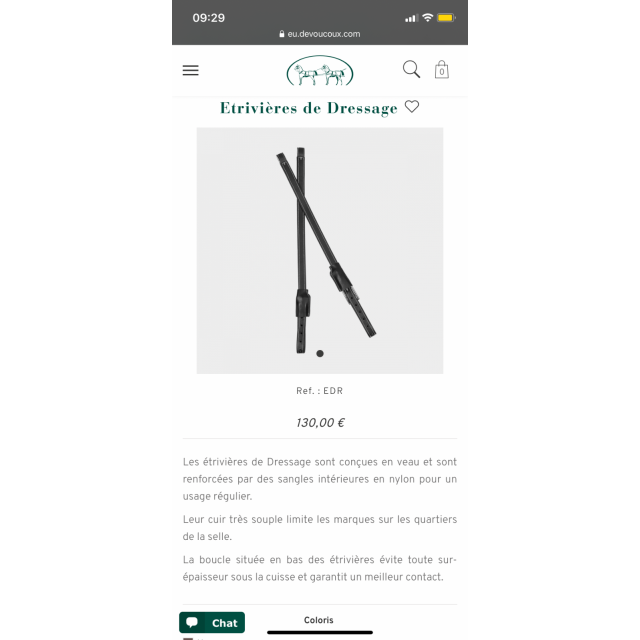 Étrivière de dressage Devoucoux taille L