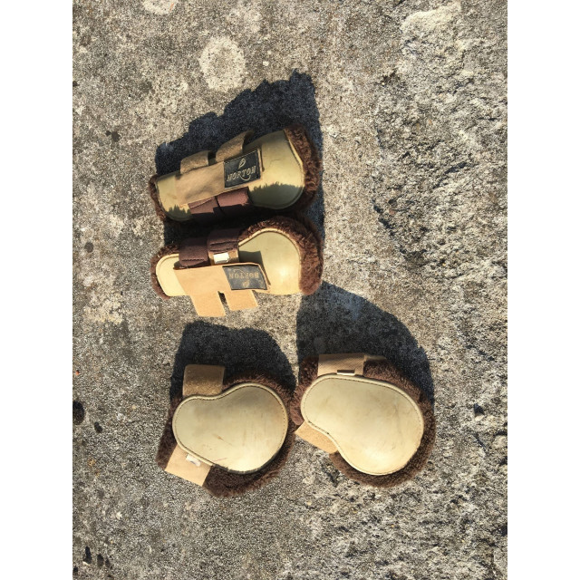 Guetres + Proteges boulets chocolat / beige