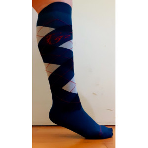 Chaussettes bleu marine, rose framboise et blanc cassé adultes losanges