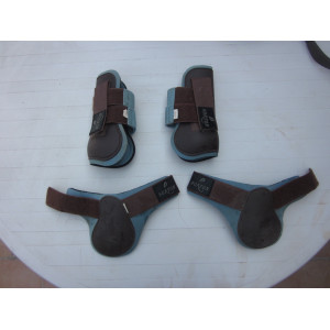 Ensemble guêtres + protège boulets Norton marron et bleu ciel