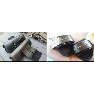 Protections en cuir noir avec strass