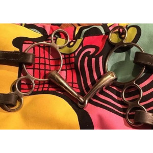 Mors Pessoa 4 anneaux + alliances de mors en cuir marron