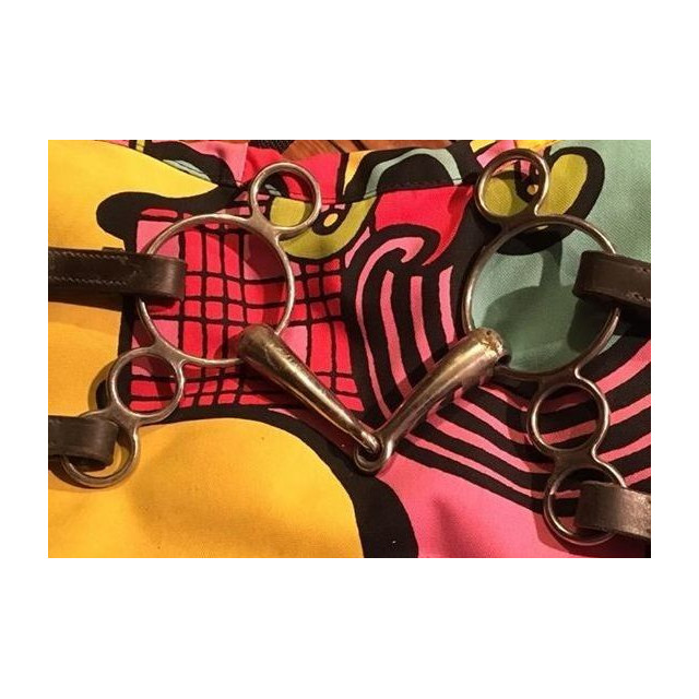 Mors Pessoa 4 anneaux + alliances de mors en cuir marron