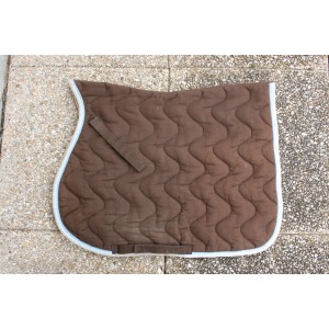 Tapis marron liseré bleu ciel taille cheval