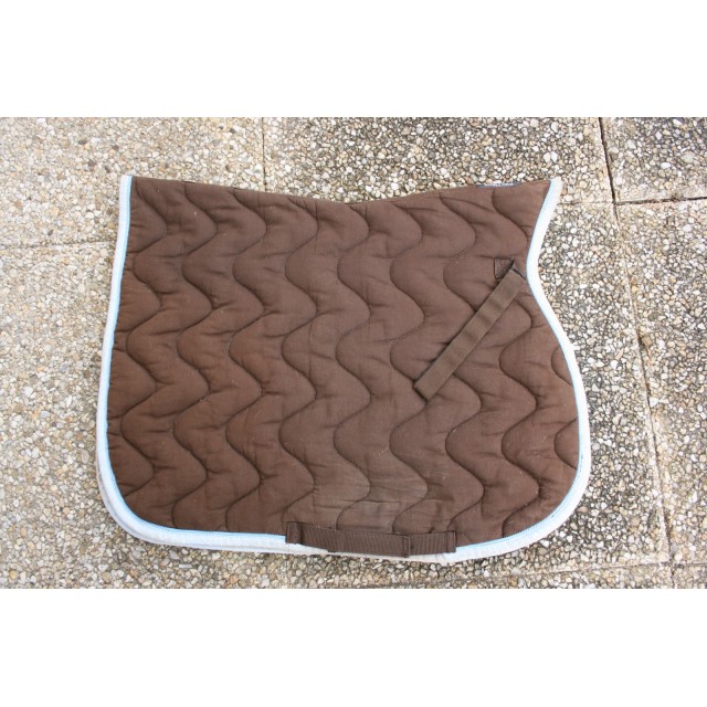 Tapis marron liseré bleu ciel taille cheval