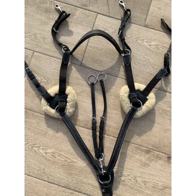 Collier de chasse/martingale 5 points avec mouton