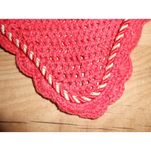 Bonnet anti-mouche rouge cordelette or poney Equitheme