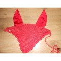 Bonnet anti-mouche rouge cordelette or poney Equitheme