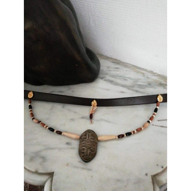 Frontal cuir et perles