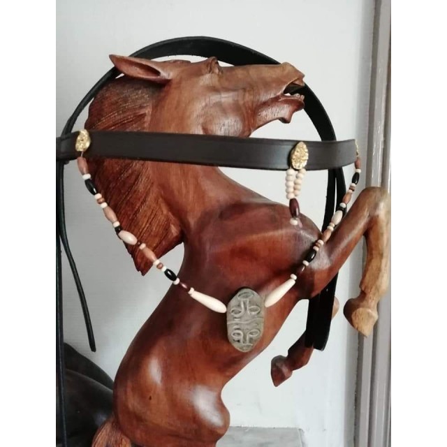 Frontal cuir et perles